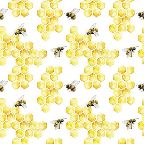 20 Servietten Honey Bees - Honigbienen an Waben 33x33cm