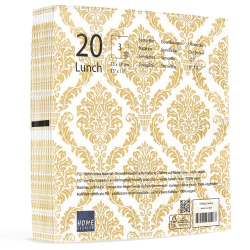 20 Servietten Elegant gold - Muster gold 33x33cm