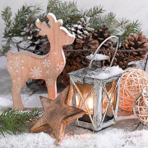 20 Servietten Winter Time - Holzdeko mit Weihnachtsflair 33x33cm