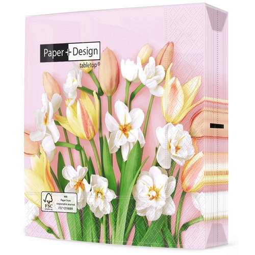20 Servietten Tulip Joy - Tulpen und Osterglocken 33x33cm