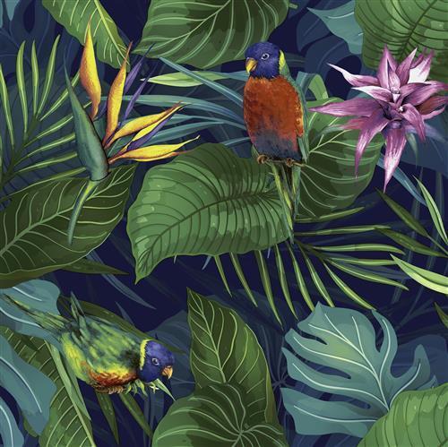 20 Servietten Jungle Paraiso - Farbenprächtige Vögel im Dschungel 33x33cm