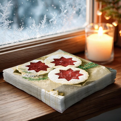 20 kleine Cocktailservietten Frosty Cookies - Weihnachtsplätzchen verschenken 25x25cm