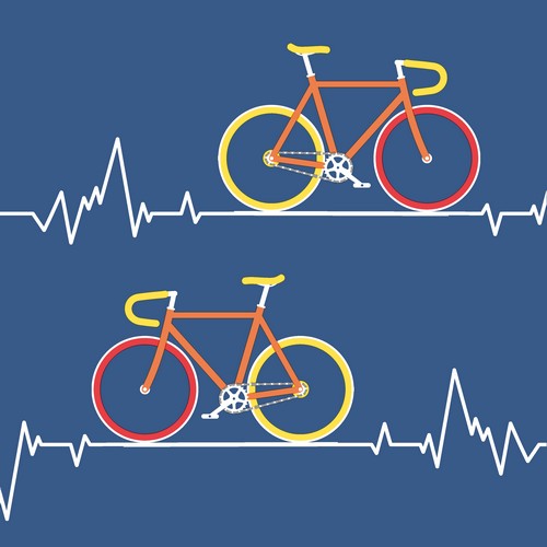 20 Servietten Heartbeat Bike blue - Fahrrad mit Frequenz blau 33x33cm