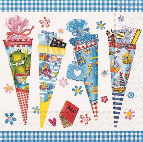 20 Servietten School Cones - Zuckertüten 33x33cm