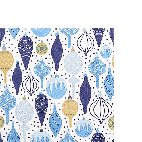 20 kleine Cocktailservietten Tree Deco frosty - Christbaumdeko blau 25x25cm