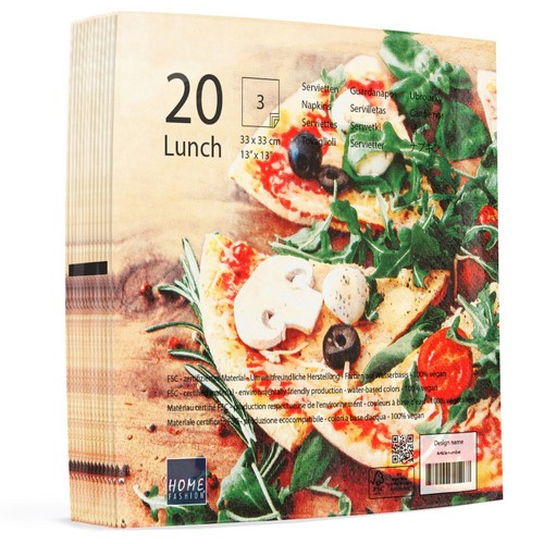 20 Servietten Pizza - Genuss von Pizza 33x33cm