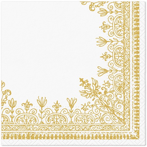 20 Servietten Ornamental Frame  - Ornamente im Rahmen gold 33x33cm