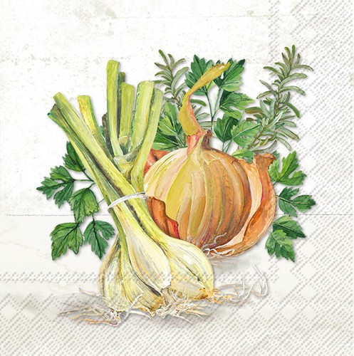 20 Servietten Onions - Frische Zwiebeln 33x33cm