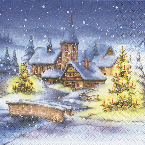 20 Servietten Christmas Village - Weihnachtsdorf im Winter 33x33cm