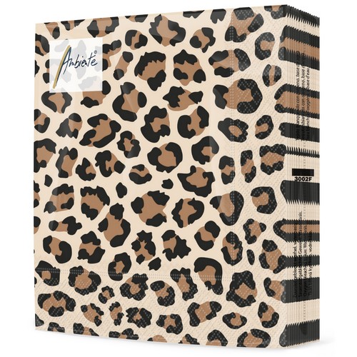 20 Servietten Leopard Pattern brown - Feines Leopardenmuster 33x33cm