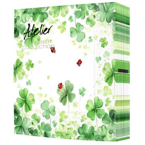 20 Servietten Lucky You - Marienkäfer an Klee 33x33cm