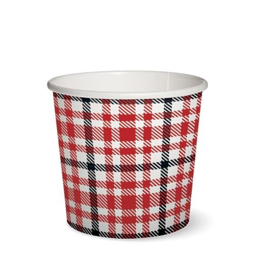 RP 10 Pappbecher Picnic Style - Karo schwarz-rot 0,3l Ø9,1 x H8,2cm