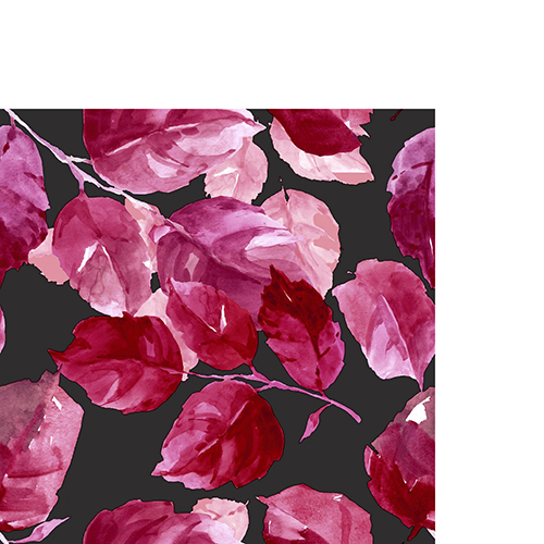 20 kleine Cocktailservietten Maroon Leaves - Rote Blätter auf schwarz 24x24cm