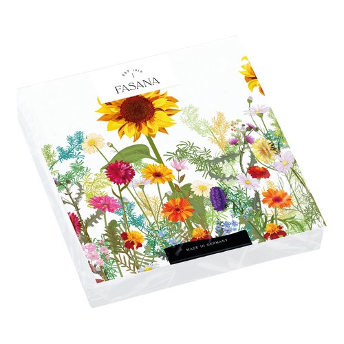 20 Servietten Wild Sunflower - Sonnenblume in Blumenwiese 33x33cm