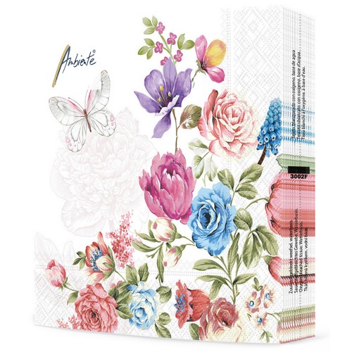 20 Servietten Alba  - Herrliches Arragement an Blumen 33x33cm