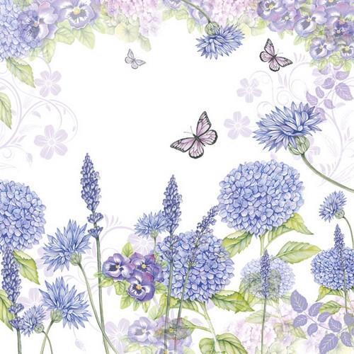 20 Servietten Purple Wildflowers - Wildblumen in flieder 33x33cm