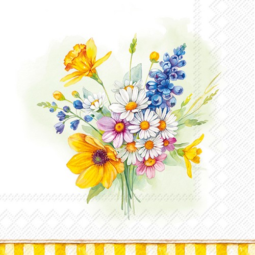 20 Servietten Spring Time Bloom light green - Frühlingsblumenstrauß 33x33cm