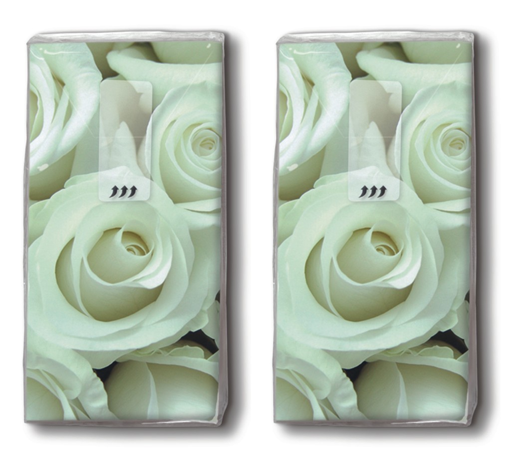 DP 10 Taschentücher Wedding Roses - Hochzeitsrosen weiß