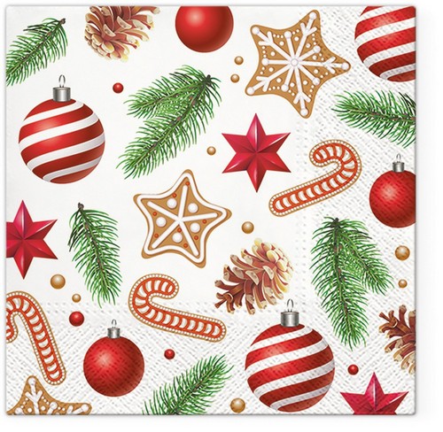 20 Servietten Sweet Holidays - Dekorative Weihnachtselemente  33x33cm