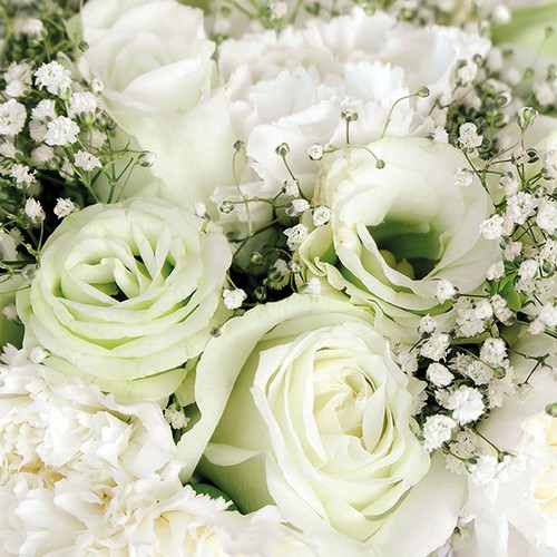 20 Servietten Roses Bouquet - Weißer Rosenstrauß 33x33cm