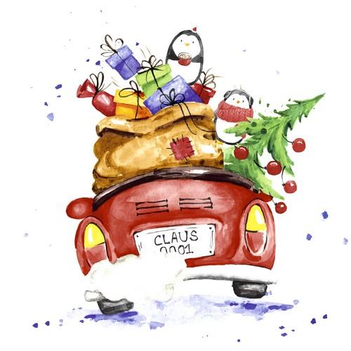 20 Servietten Xmas Drive - Santas Auto 33x33cm