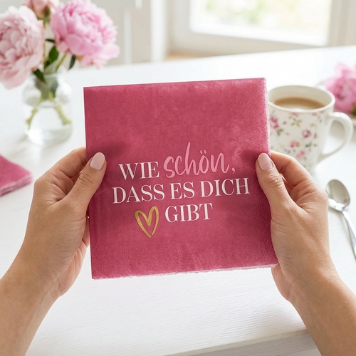 20 Servietten Herz - Wie schön mit Herz 33x33cm