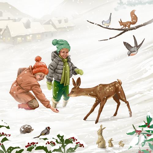Servietten Winter Kinder Tiere