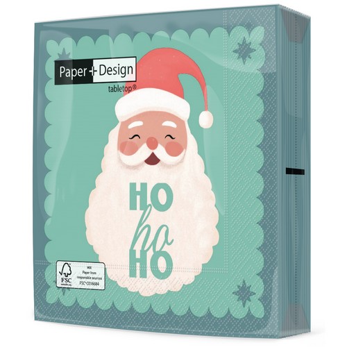 20 Servietten SANTA HO HO HO - Weihnachtsmann sagt Ho Ho Ho 33x33cm