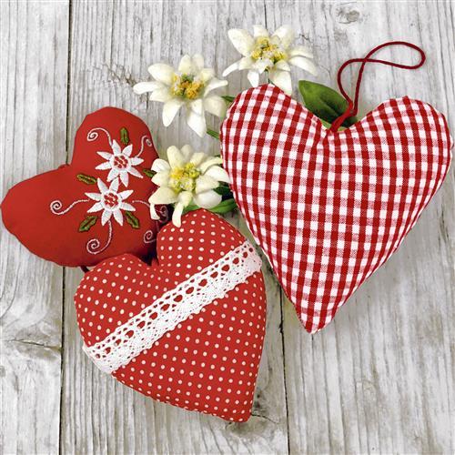 20 Cocktailservietten Bavarian Hearts – Bayrische Stoffherzen 24x24cm