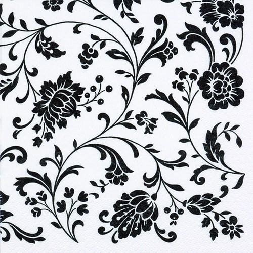 Servietten Arabesque White black