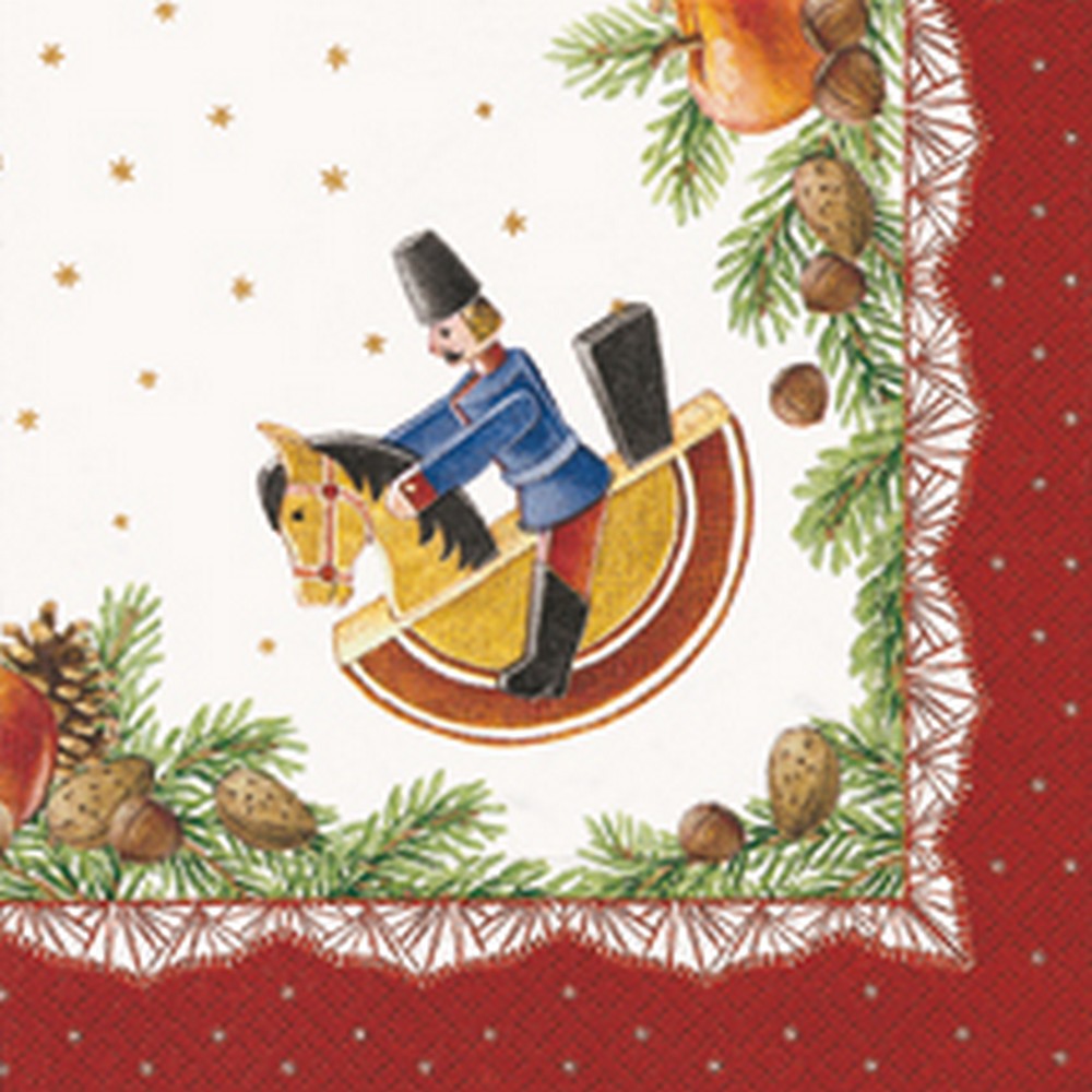 20 Servietten Reiterlein - Reiterlein in Weihnachtsbordüre 33x33cm