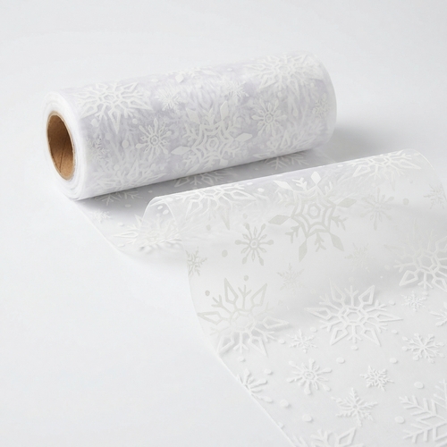 Tischläufer aus Vlies Snowflakes - Schneeflocken 15cm x 15m