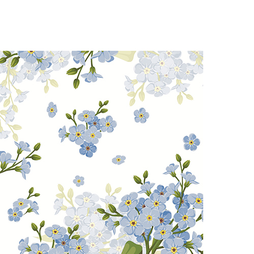 20 kleine Cocktailservietten Bloem - Überall blaue Blüten 25x25cm