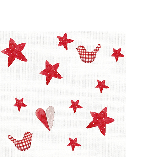20 kleine Cocktailservietten Artisan joy white - Rot im Fokus 25x25cm