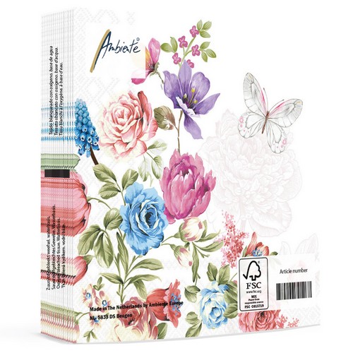 20 Servietten Alba - Herrliches Arragement an Blumen 33x33cm