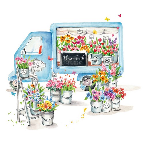20 Servietten Flower Truck - Blumentruck 33x33cm