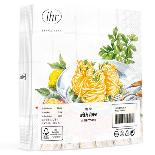 20 Servietten Spaghetti al Limone - Spaghetti mit Zitrone 33x33cm