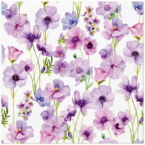 20 Servietten Wild Violet - Violette Blumen 33x33cm