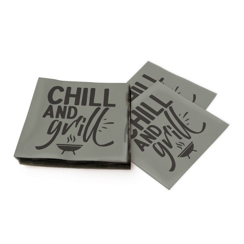 20 Servietten Chill & grill - Chill and Grill auf grau 33x33cm