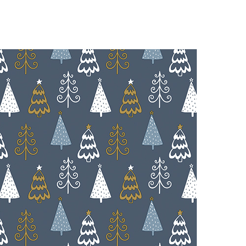 20 kleine Cocktailservietten Fun trees Blue - Gemalte Weihnachtsbäume blau 25x25cm