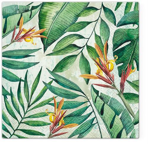 20 Servietten Tropical Garden - Exotische Dschungelblätter grün 33x33cm