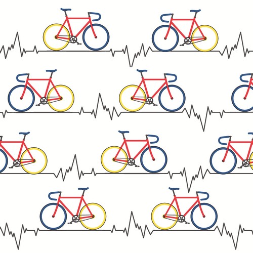 20 Servietten Heartbeat Bike white - Fahrrad mit Frequenz weiß 33x33cm