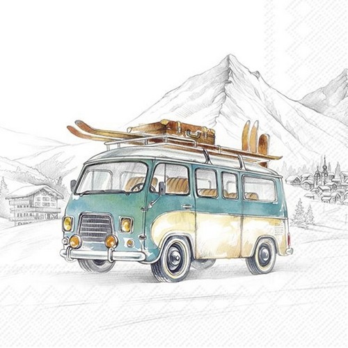 20 Servietten Ski Adventures - Unterwegs zum Skiurlaub 33x33cm