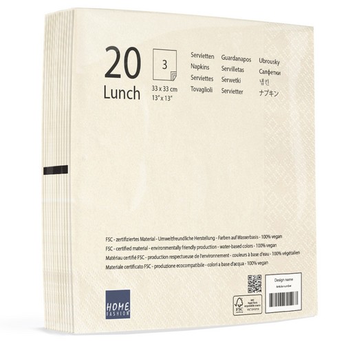 20 Servietten Modern Colours elfenbein 33x33cm