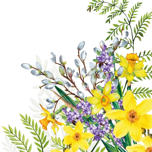 20 Servietten Springtime - Natürliche Frühlingsblumen 33x33cm