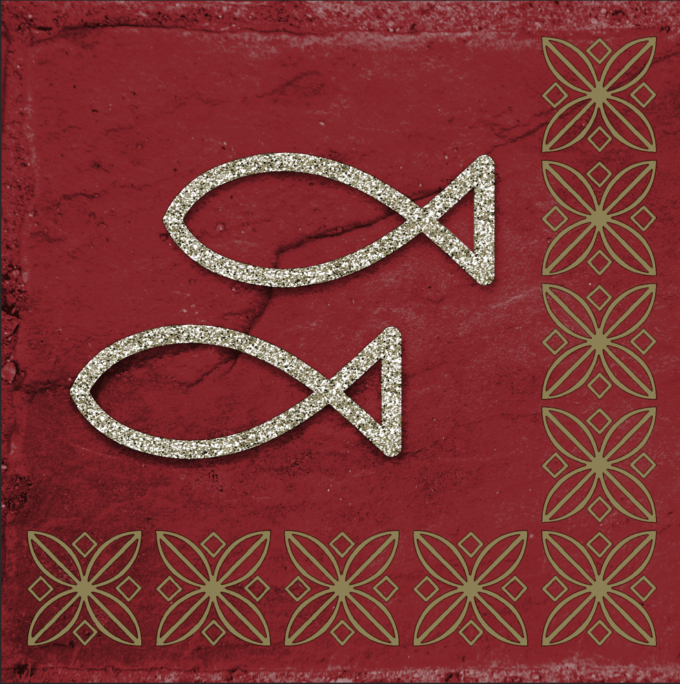 20 Servietten Modern Ichthys bordeaux 33x33cm