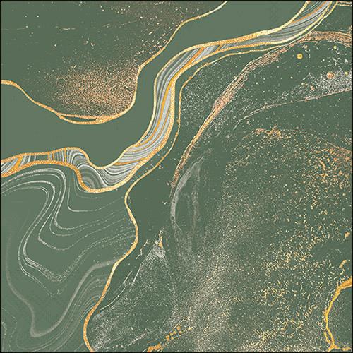 20 Servietten Marble sage - Marmor grün-gold 33x33cm