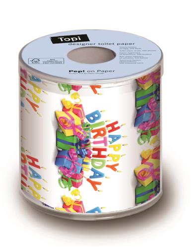 Toilettenpapier Rolle bedruckt Happy B-day