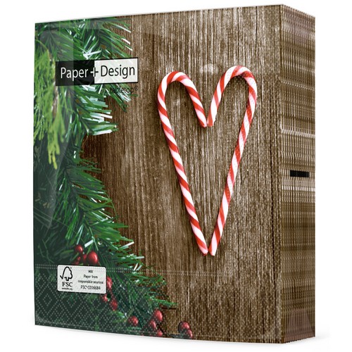 20 Servietten Sweetheart - Herz aus Zuckerstangen 33x33cm