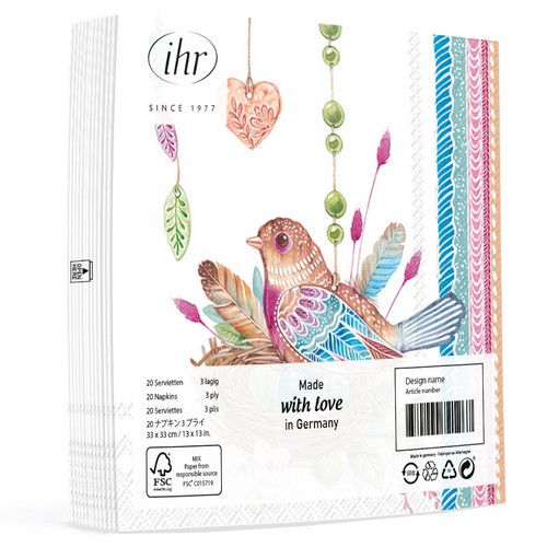 20 Servietten Easter Delights - Vögel im Osternest 33x33cm
